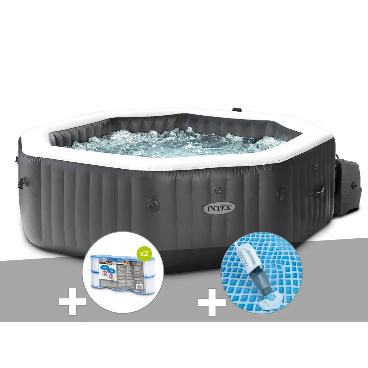 Intex PureSpa Carbone octogonal - Bulles et Jets 4 places
