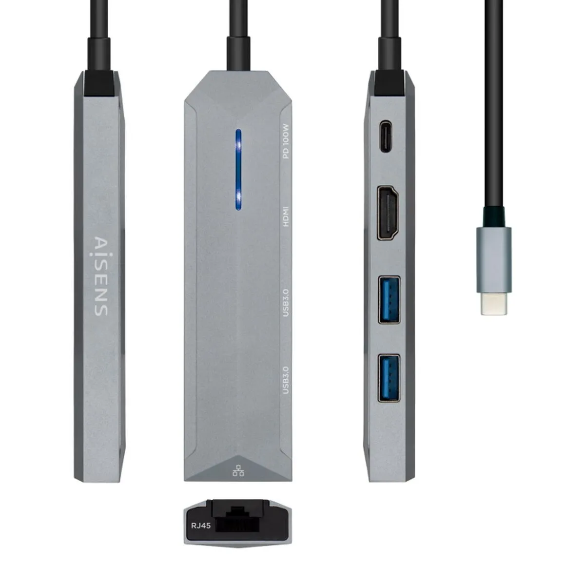 Aisens Gris Asuc-5P003-Gr Station D'accueil Avec Fil Usb 3.2 Gen 1 (3.1 Gen 1) Type-C - Neuf - Image 2