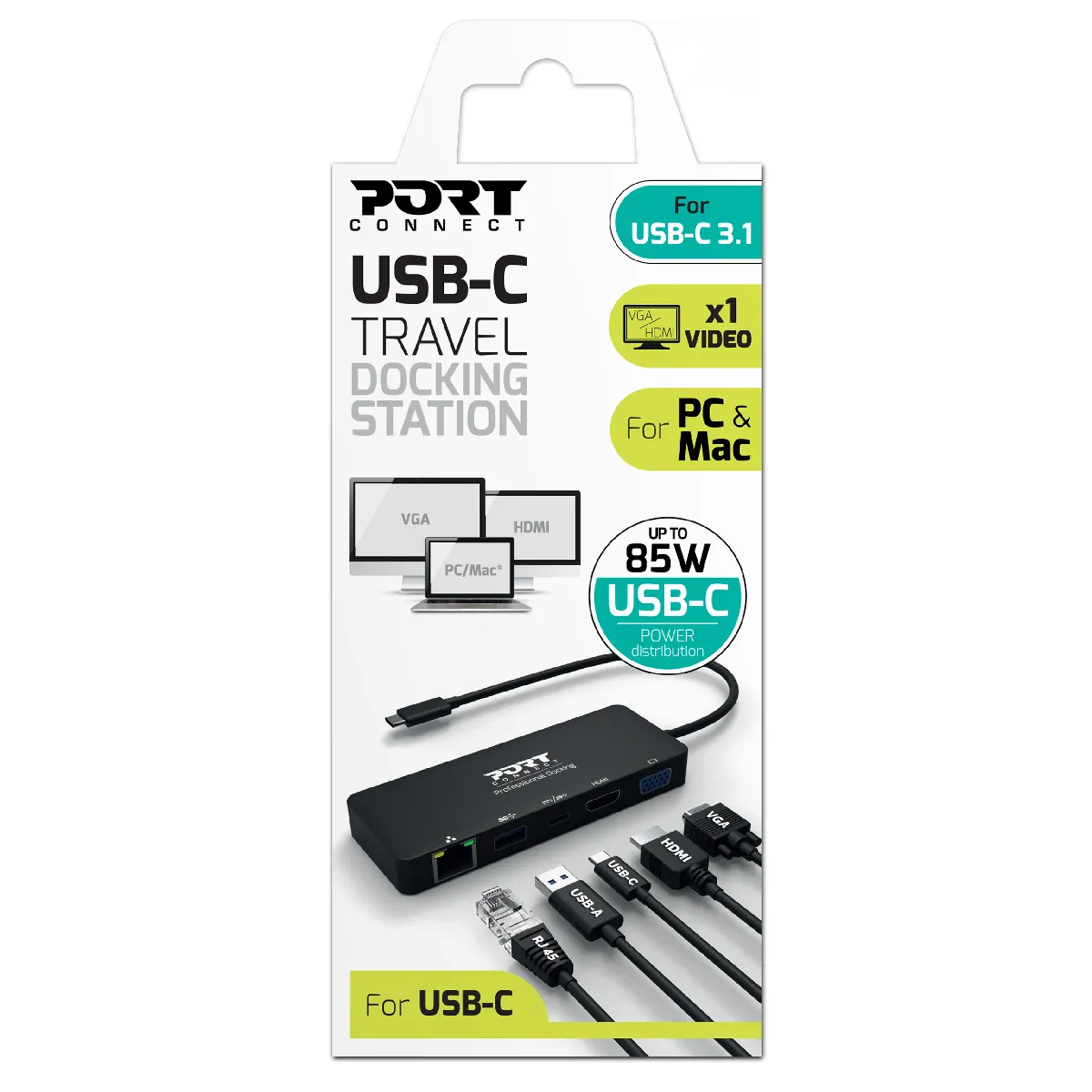 Port Connect Station D'accueil Usb Type C - 1X 4K - Hdmi / Mini Display Port / Vga