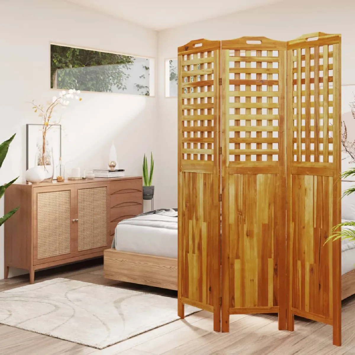 Vidaxl 318547 Cloison de séparation 3 panneaux 1215x2x180 cm Bois dacacia