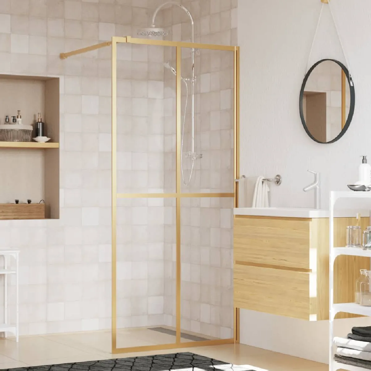 VidaXL Paroi de Douche Dorée 80x195 cm