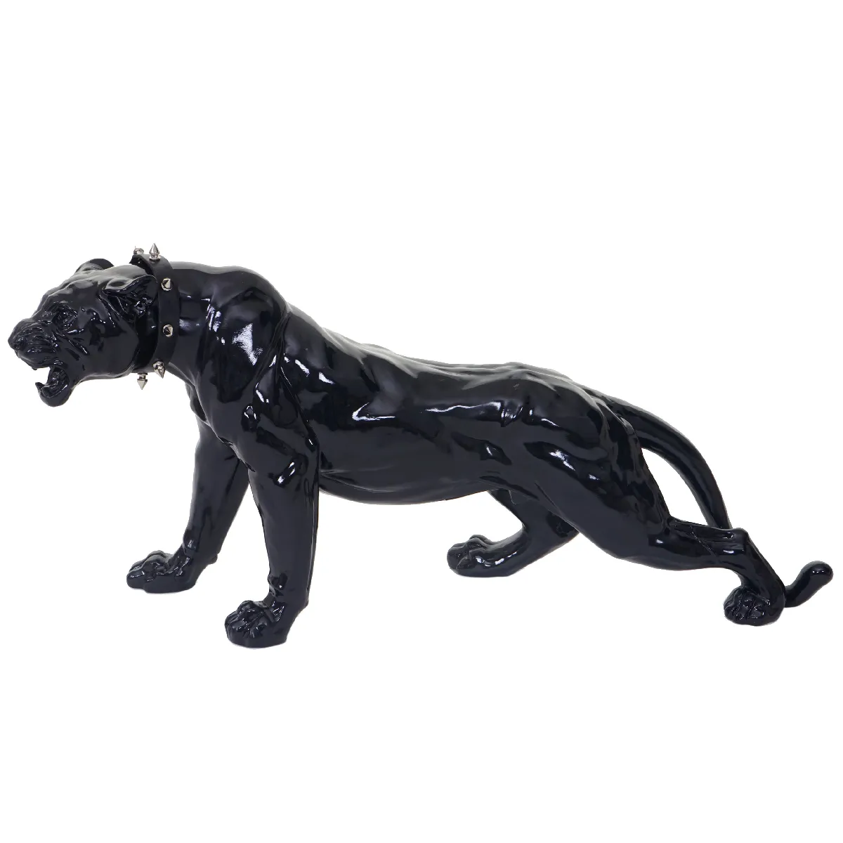 Mendler Noir Statue Léopard Déco
