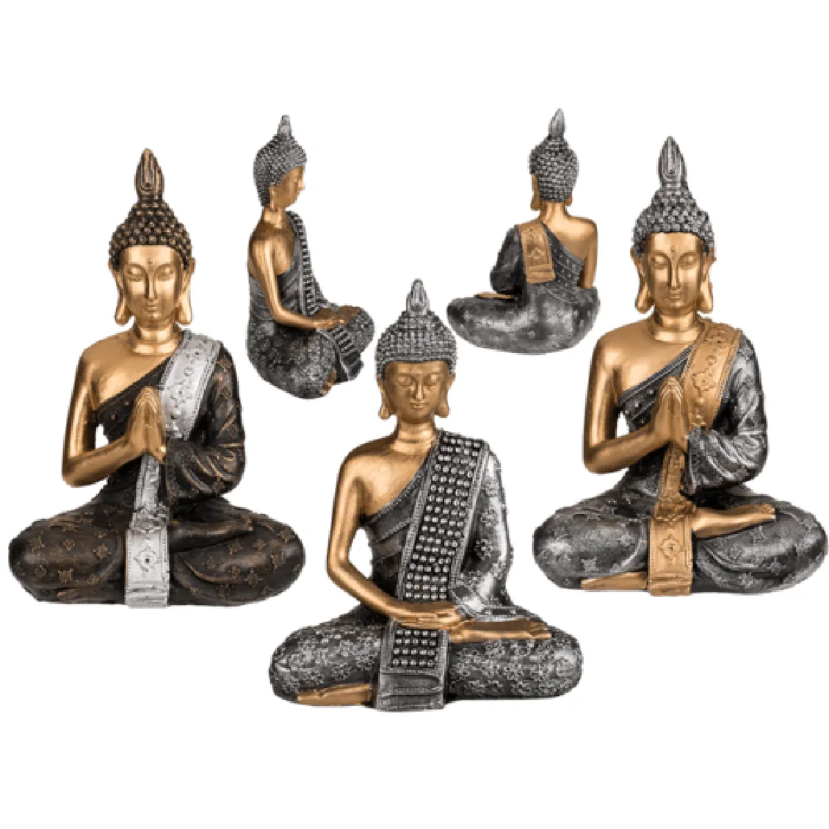 Magneticland Gris Lot De 3 Statuettes Bouddha
