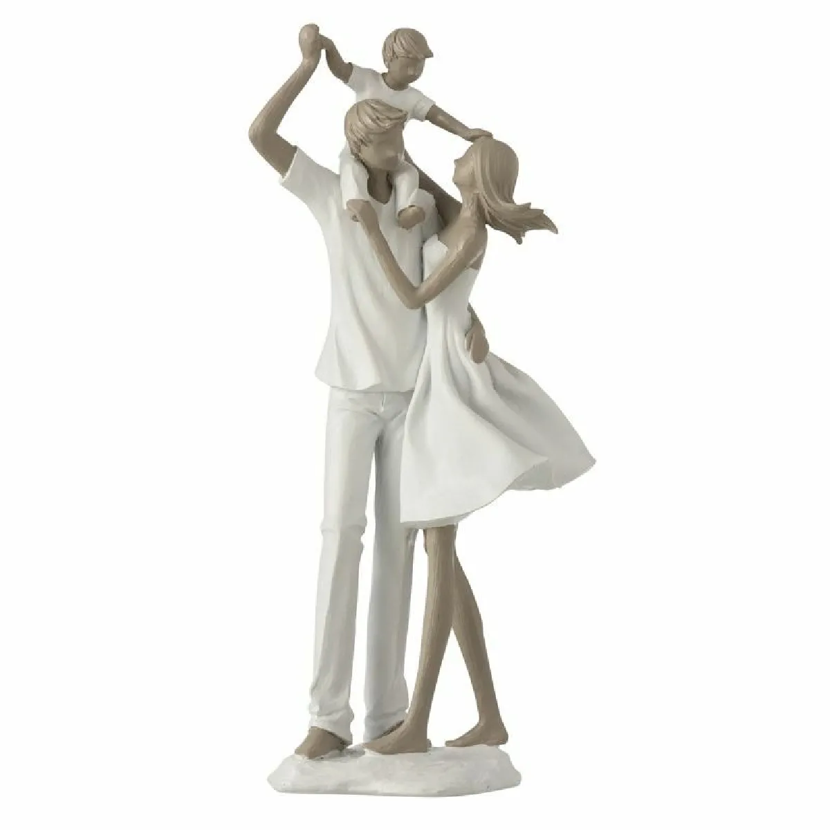Generique Blanc Statuette Déco "Couple & Enfant" 39Cm - Image 3