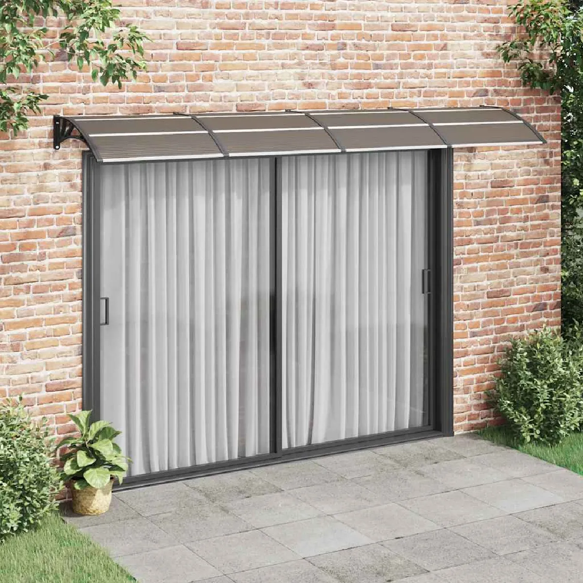 vidaXL Auvent de Porte Marquise Solaire avec Support Abri Protection contre Pluie Banne Entrée Porte Patio 350x100 153596 - vue 2