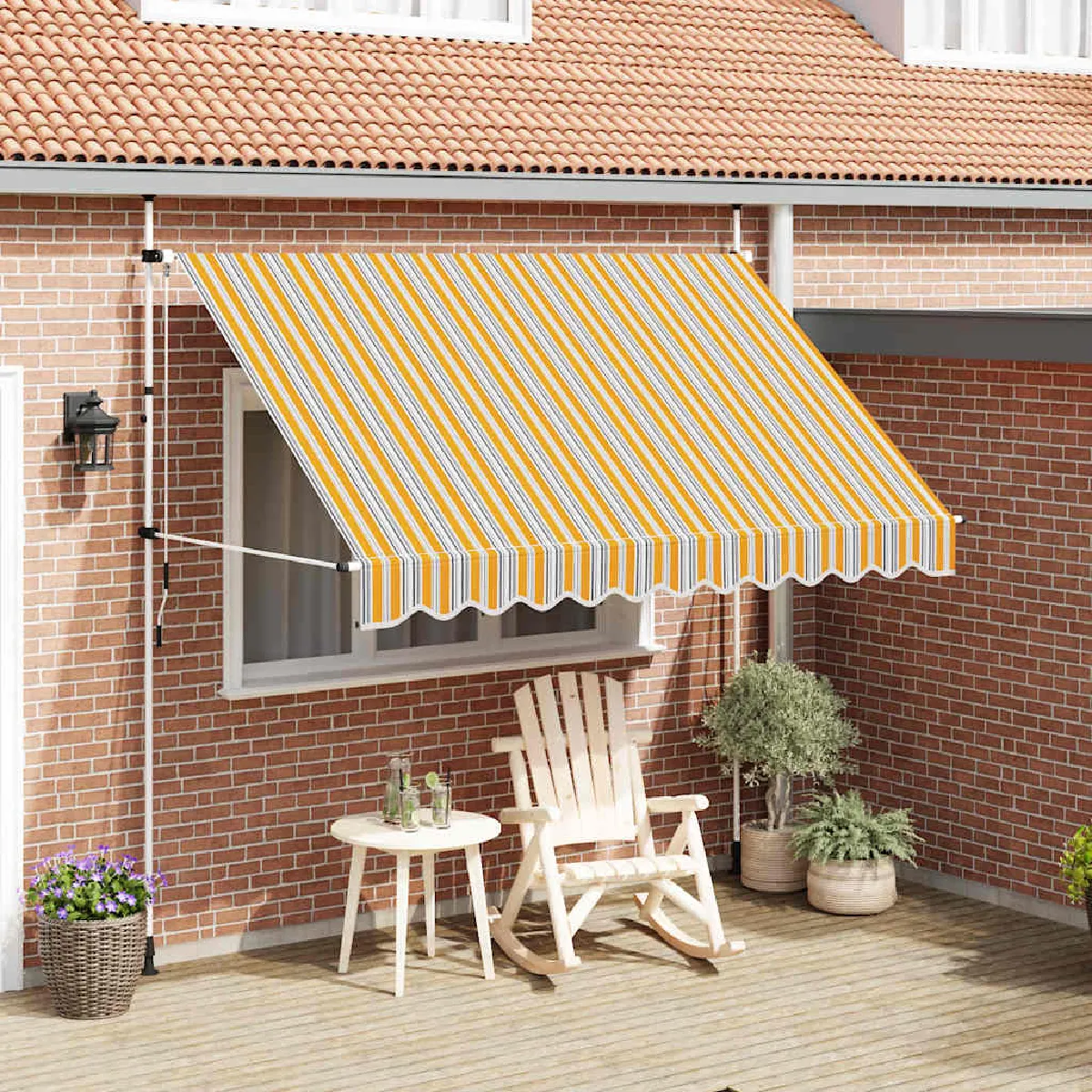 vidaXL Auvent rétractable manuel 150 cm Rayures jaunes et bleues - vue 3