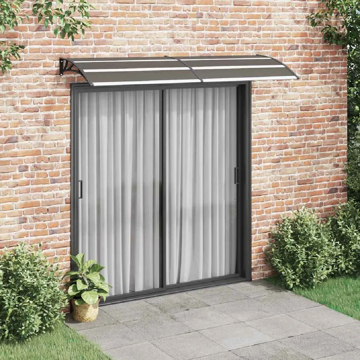 Vidaxl Auvent de porte - 240x80 cm - Noir - Polycarbonate - Anti-corrosion