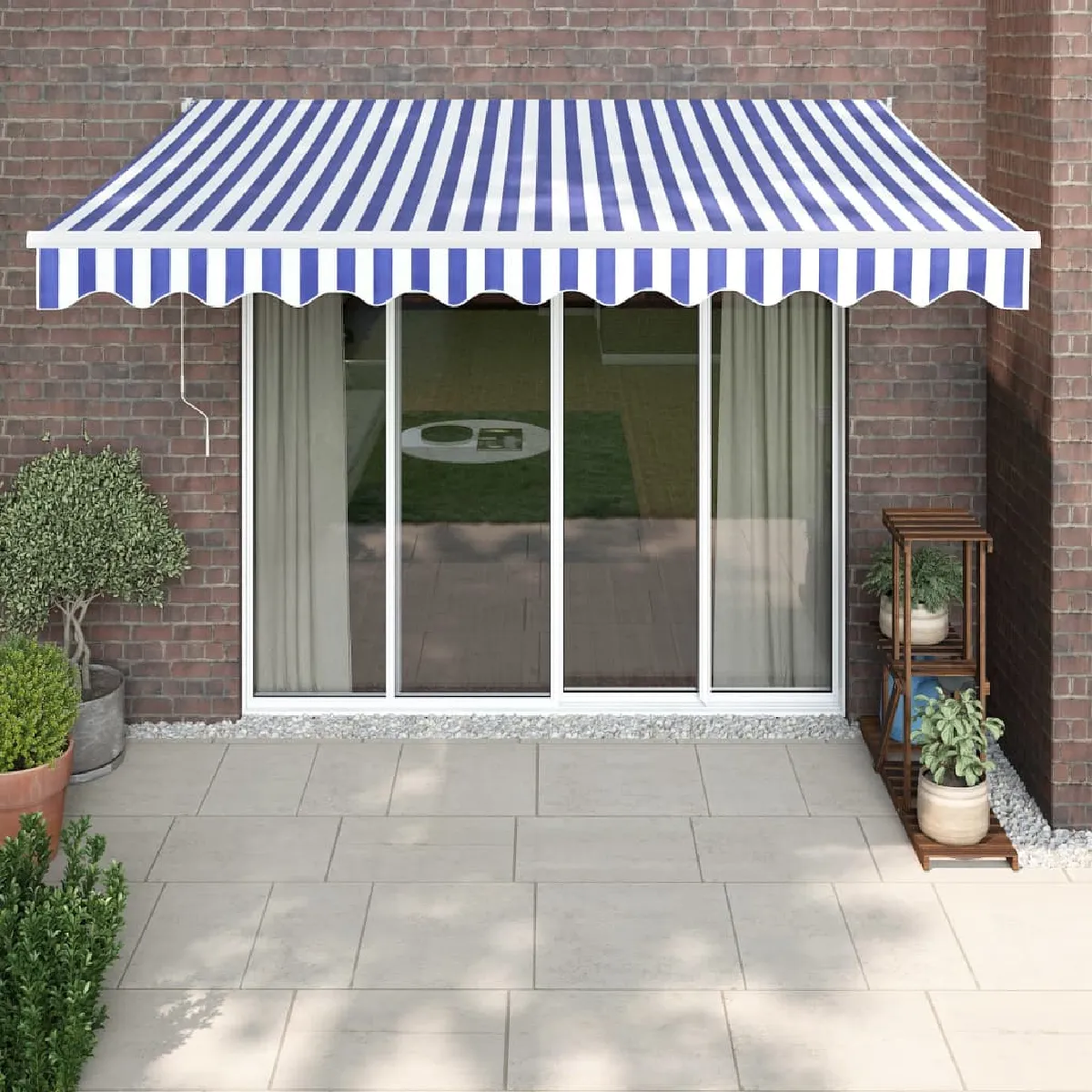 vidaXL Auvent Rétractable - 300 x 250 cm - Bleu Blanc