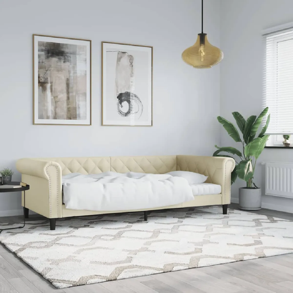 VIDAXL Lit de jour similicuir crème 90x200