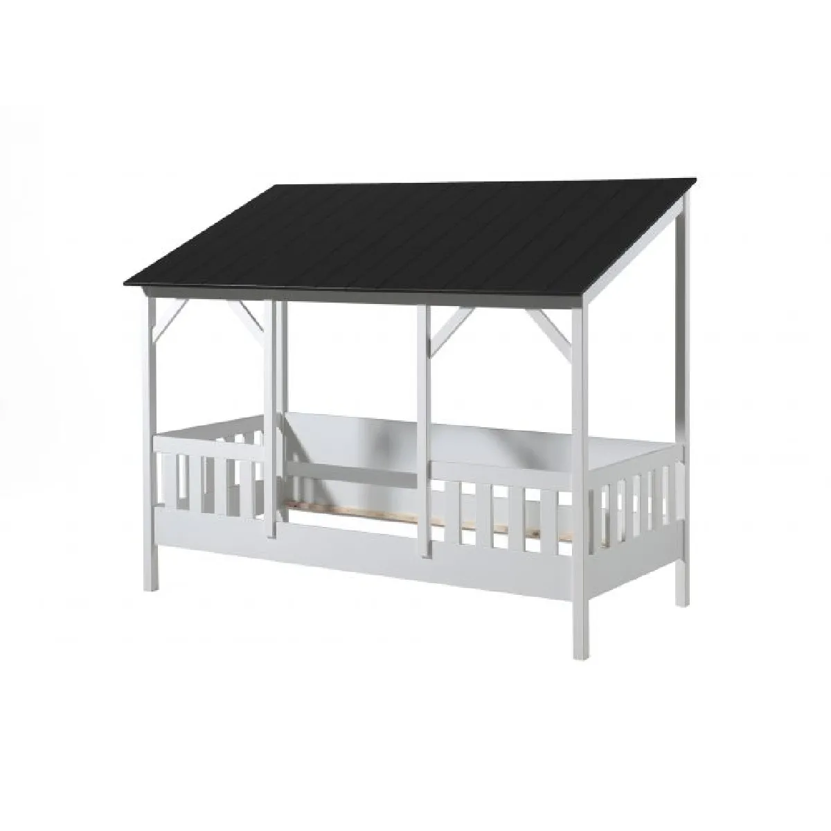 MES Lit cabane enfant 90x200 cm - Noir