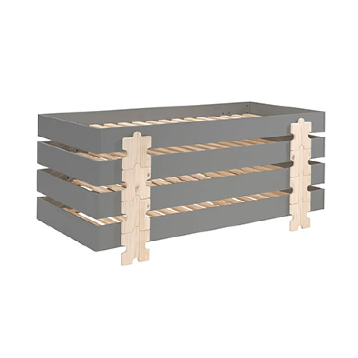 MES Lot de 4 sommiers empilables Gris 90x200 cm