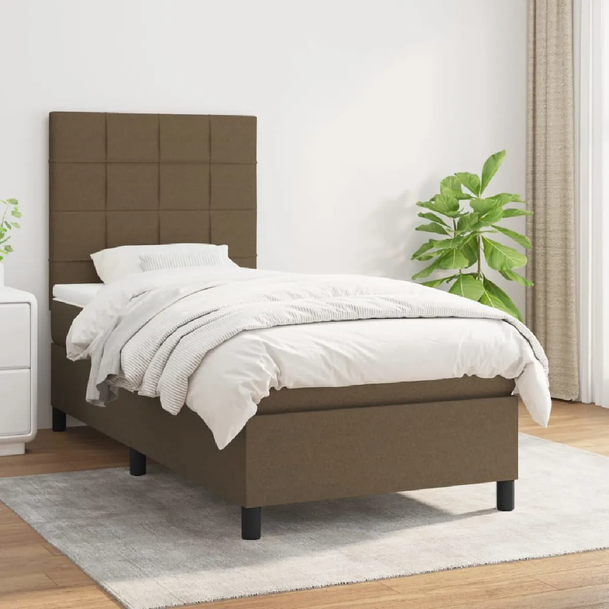 vidaXL Sommier tapissier Marron foncé 80x200 cm vidaXL Sommier tapissier Marron foncé 80x200 cm