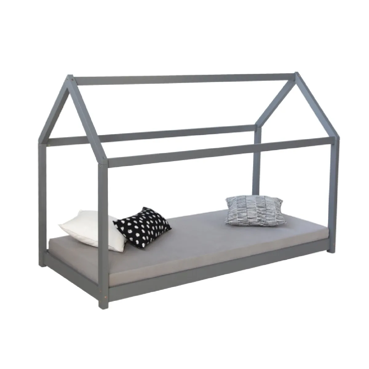 HOMESTYLE4U Lit cabane enfant - Gris