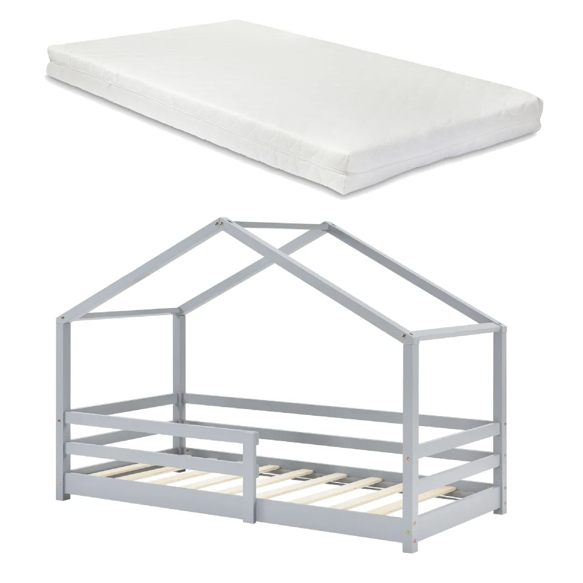 Lit Cabane en_casa - Gris clair 90x200 cm