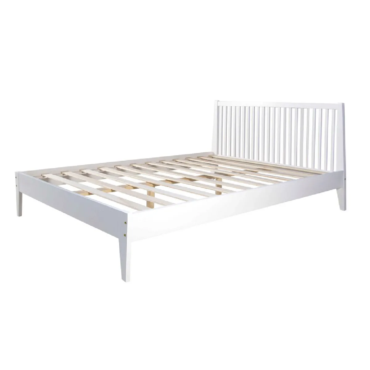 HOMESTYLE4U Lit double en bois 140x200 cm - Blanc pin