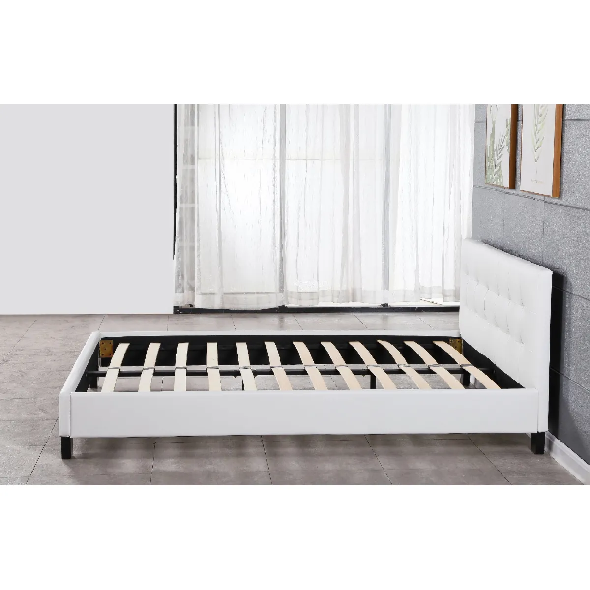 literie_julien Lit + Sommier - Blanc 140x200 cm