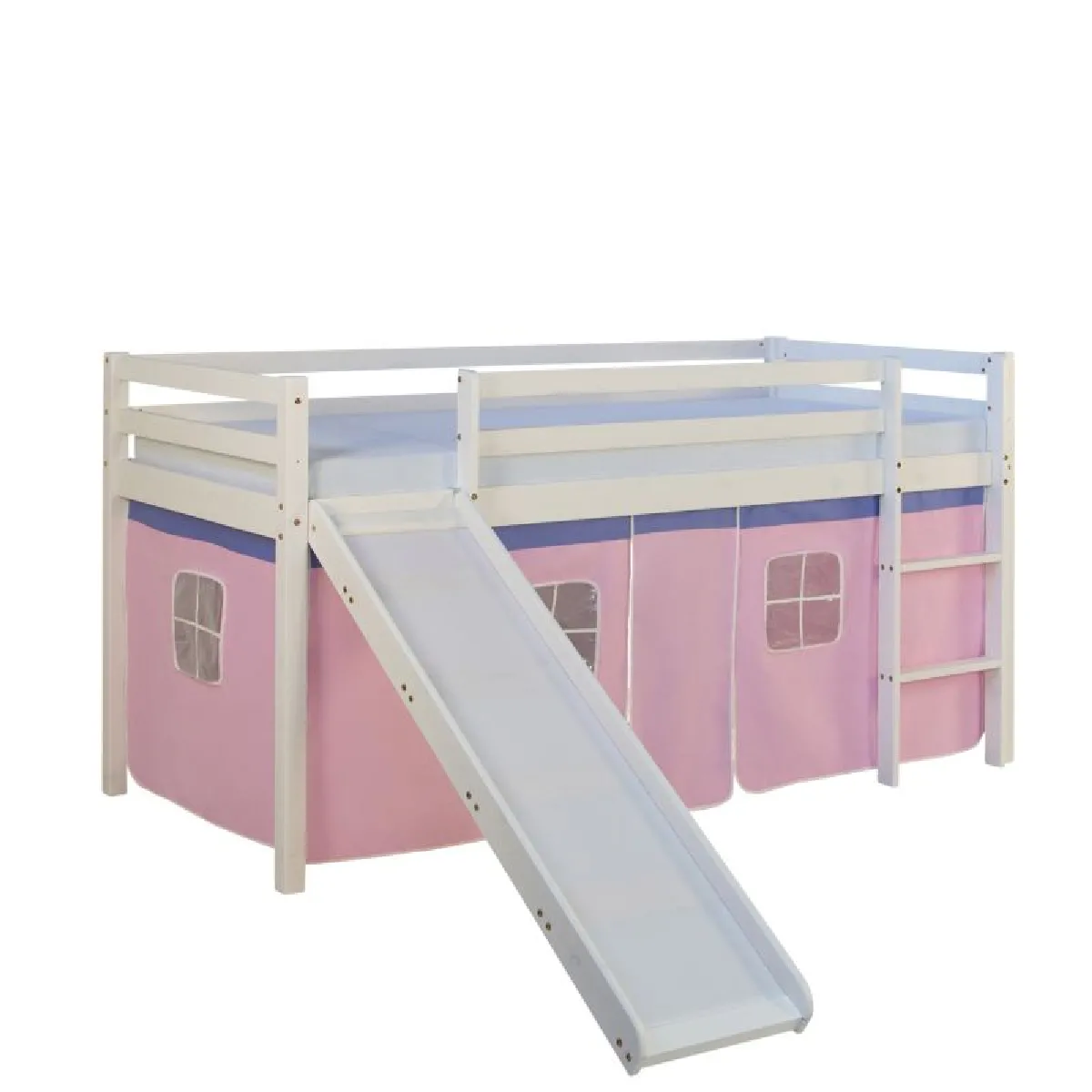Homestyle4U Lit mi-haut avec sommier et matelas - Rose - 90x200 cm