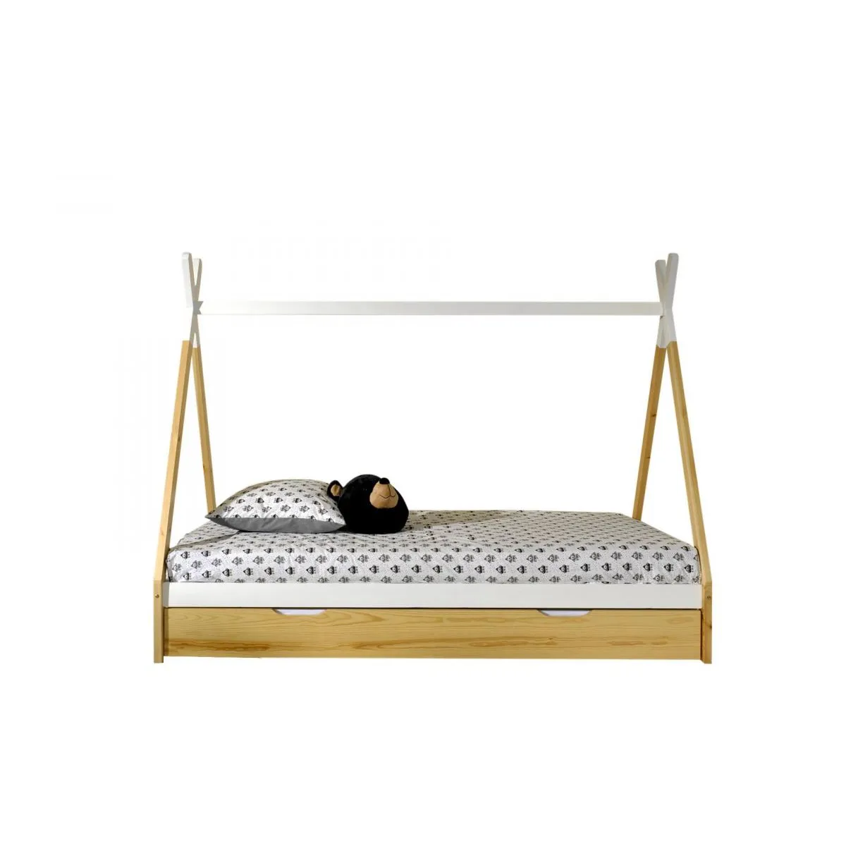 VIPACK Lit tipi avec tiroir - Bois naturel VIPACK Lit tipi avec tiroir - Bois naturel