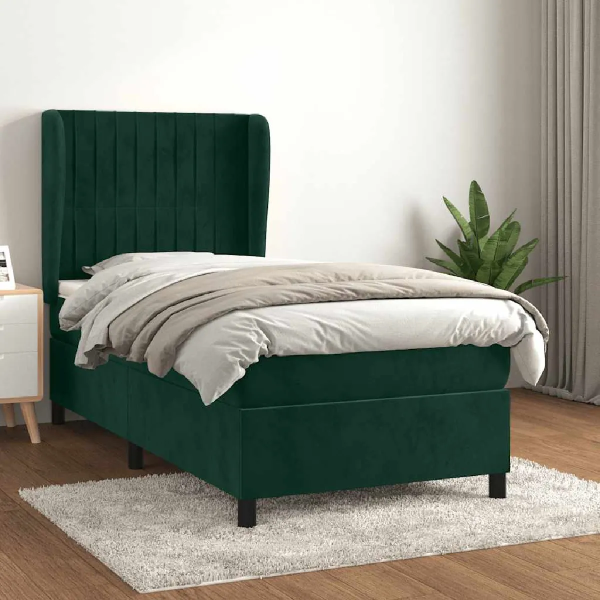 vidaXL Sommier 100x200 cm - Vert foncé en velours