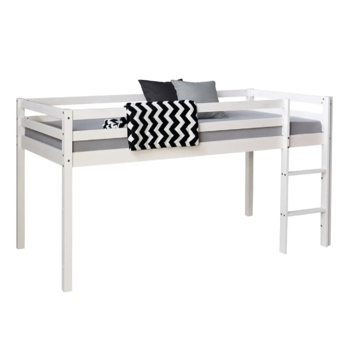 HOMESTYLE4U Lit Mi-hauteur Blanc 90x200 cm