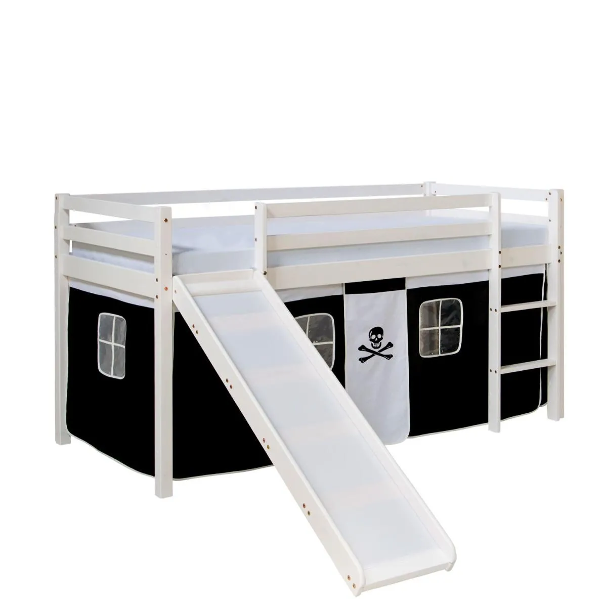 HOMESTYLE4U Lit mi-hauteur - Noir pirate avec sommier