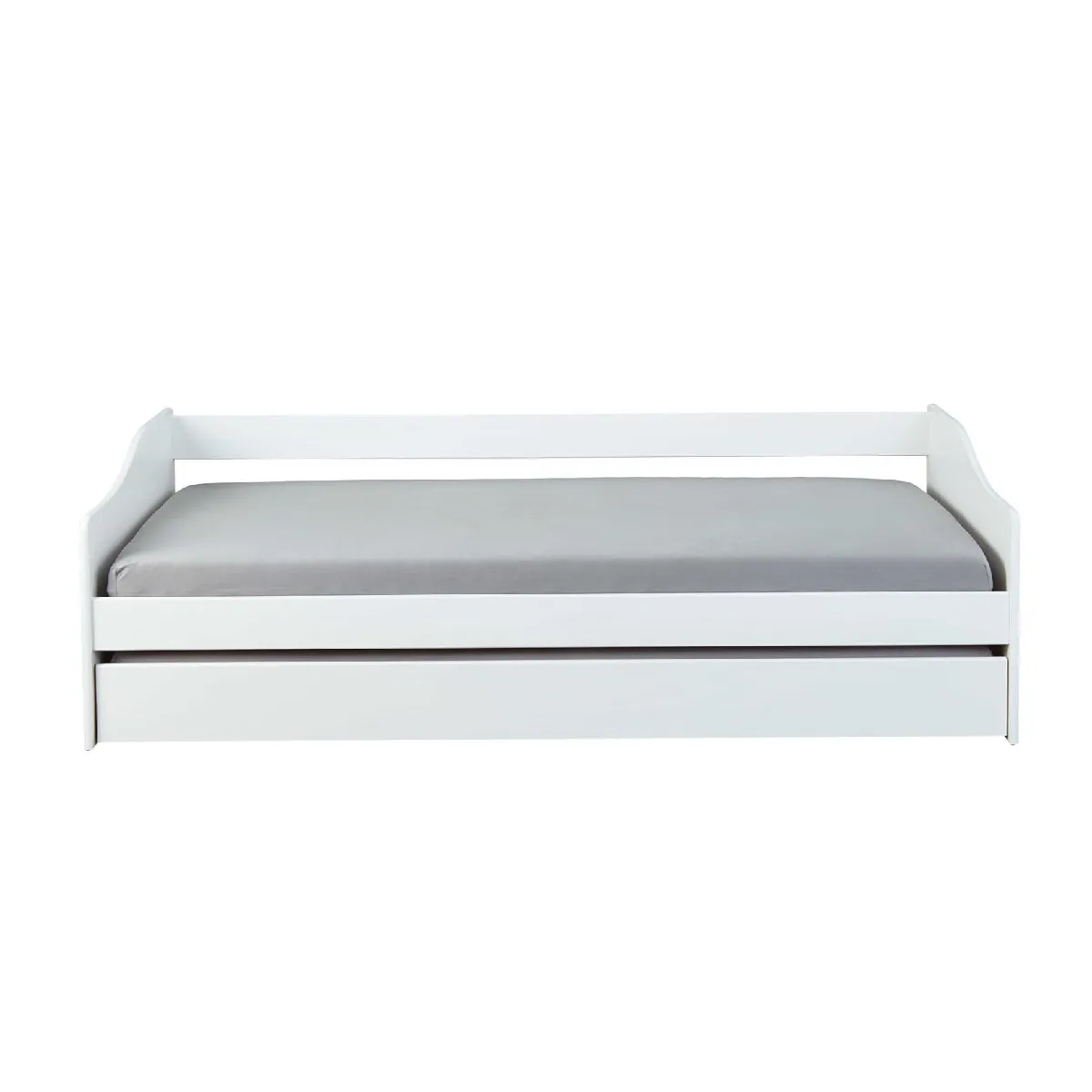 Pegane Lit banquette - Pin massif - 90x200 cm - Vernis blanc