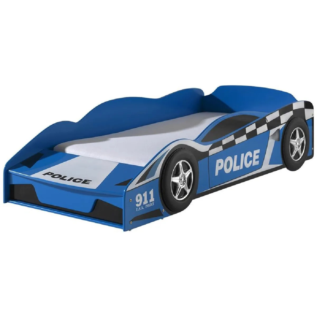 MES Lit voiture de police 70x140 cm - Bleu
