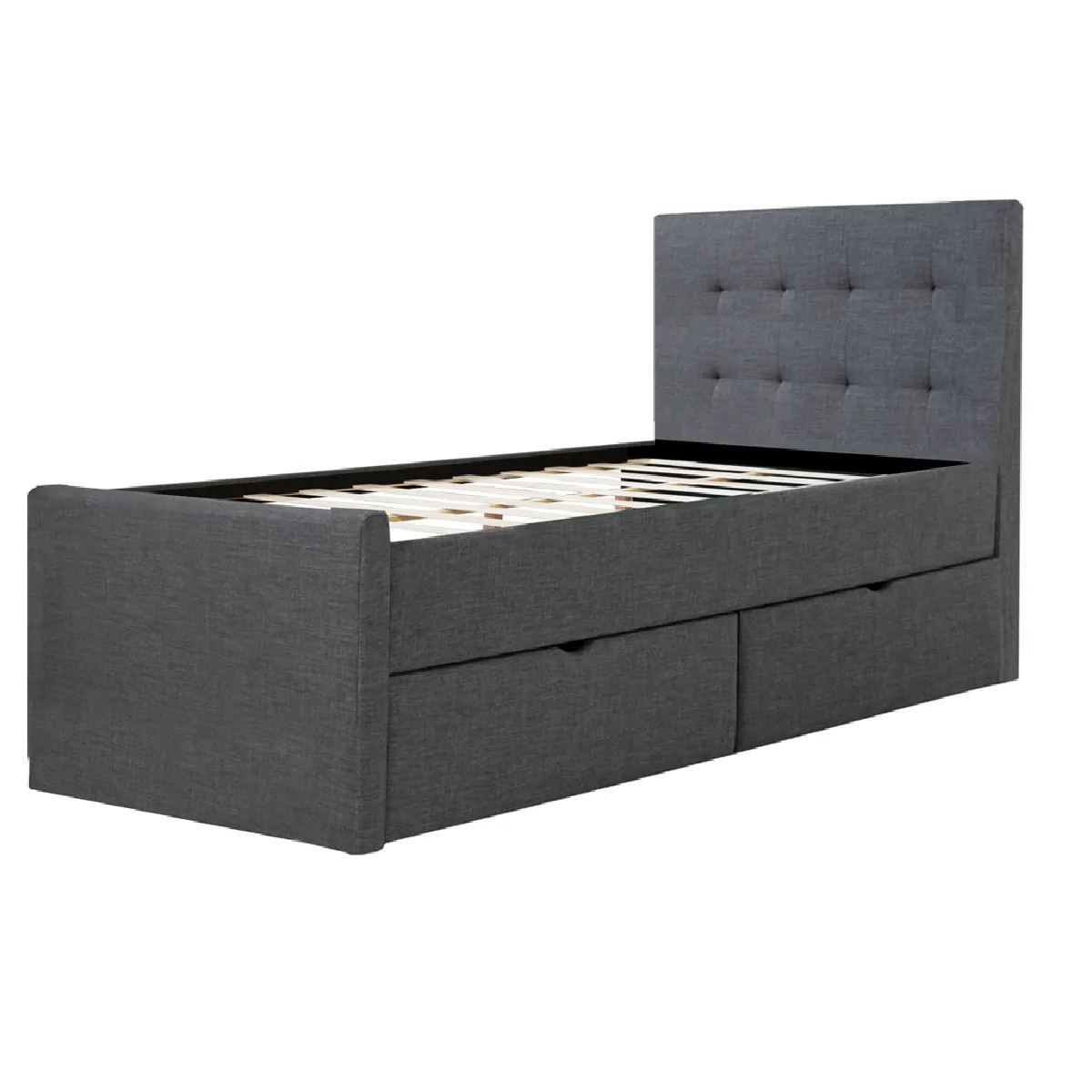Homestyle4U Lit Tissu 90x200 cm - Gris