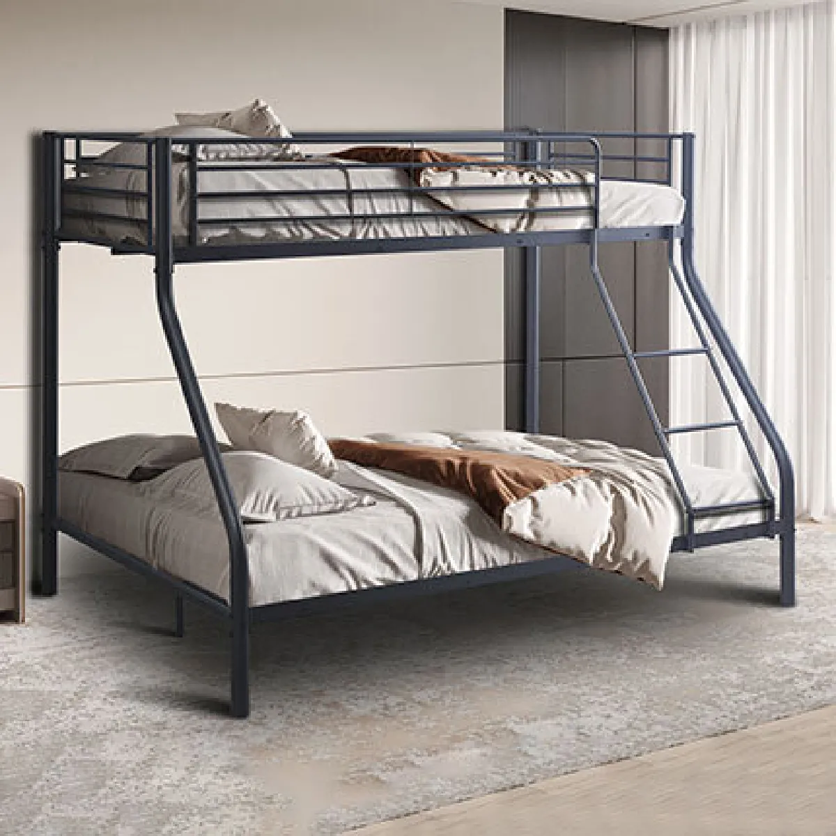 Lits superposés métal 90/140 cm - Gris foncé