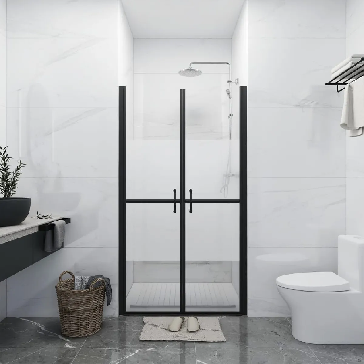 VidaXL Porte de douche ESG demi-dépoli