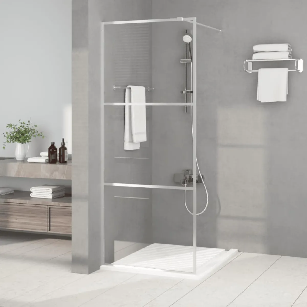 vidaXL Paroi ESG 80x195 Argenté