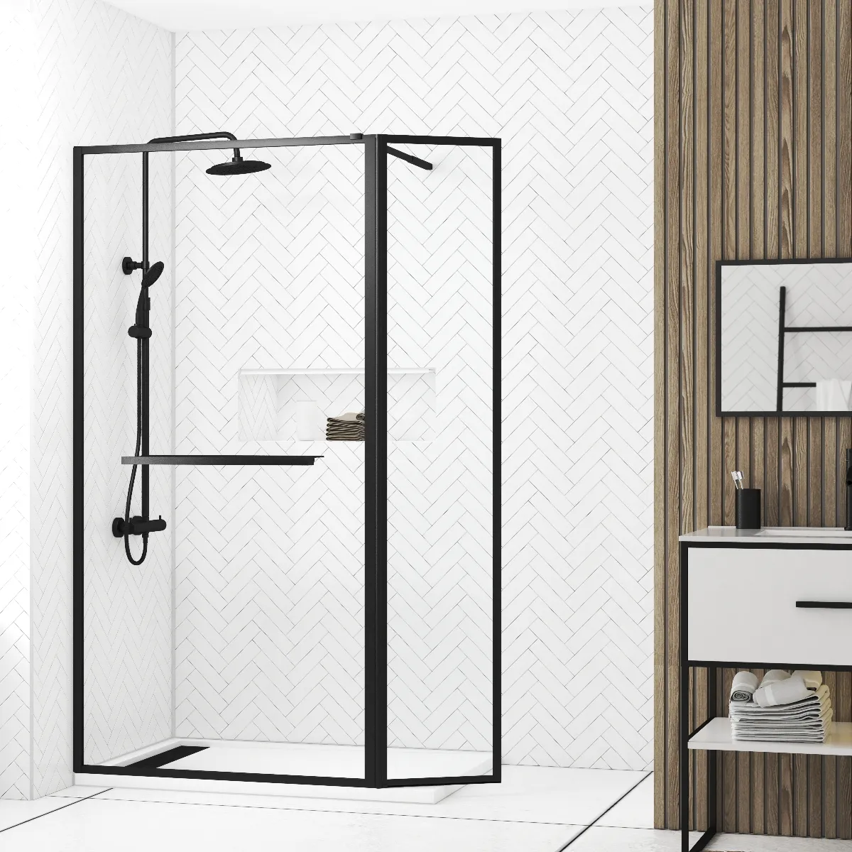 Aurlane Paroi de douche avec volet pivotant