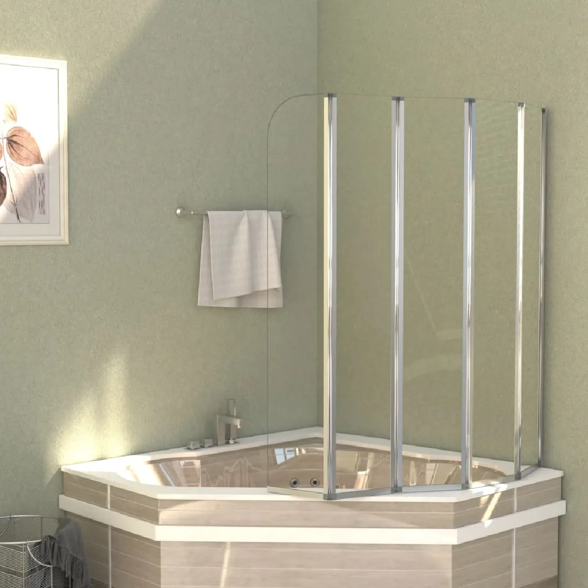 VidaXL Enclos de Bain 120x140 cm Verre Trempé - vue 2