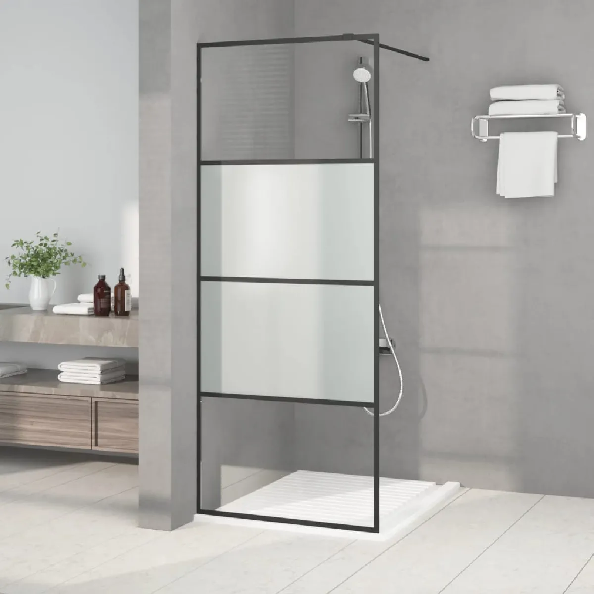 vidaXL Paroi de douche semi dépoli 80x195