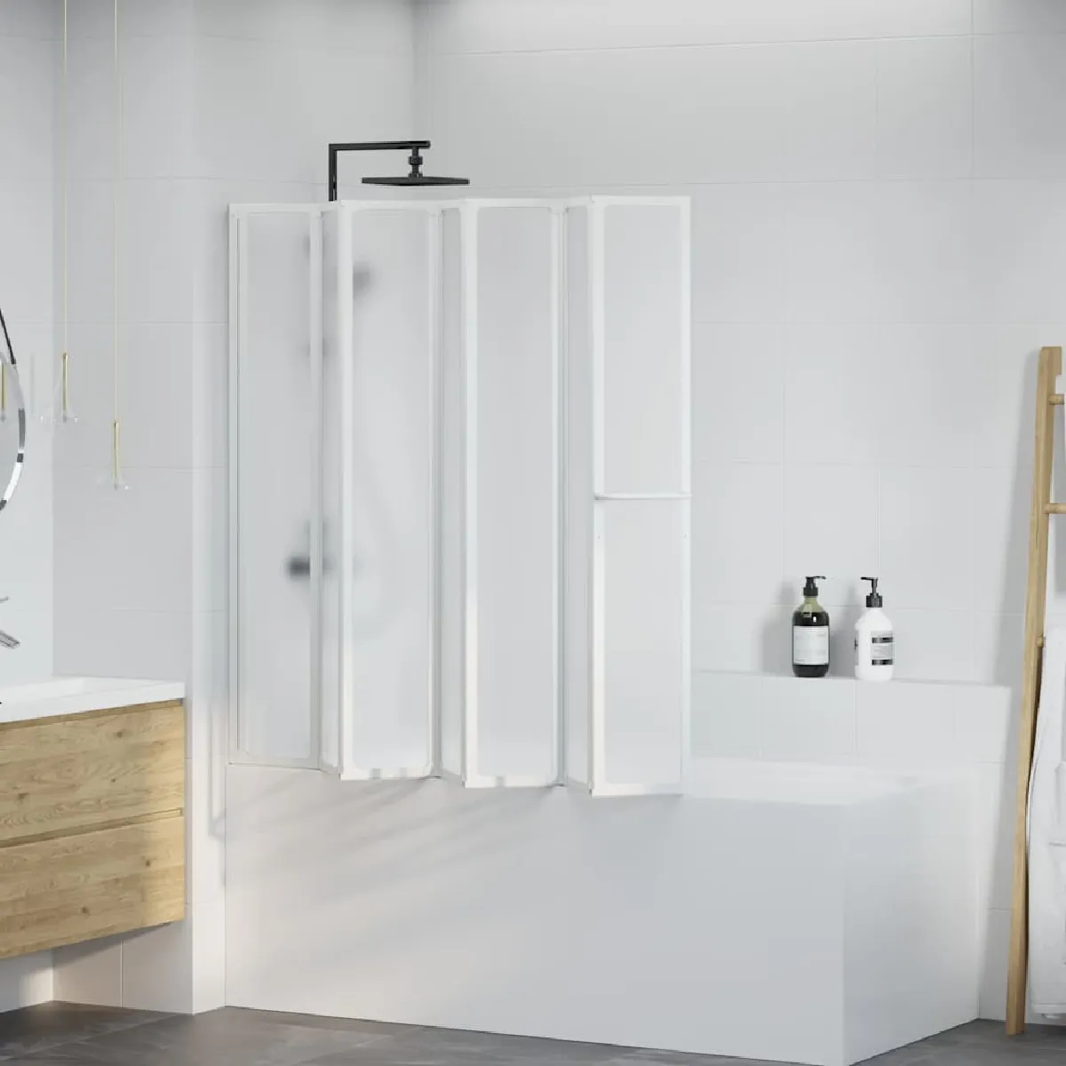 Pare baignoire à 7 volets avec porte serviettes 140 x 168 cm 140786