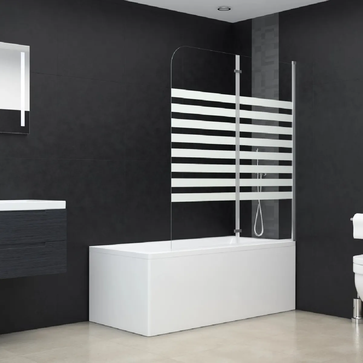 vidaXL Enclos de bain Verre trempé rayures 120x140 cm - vue 2