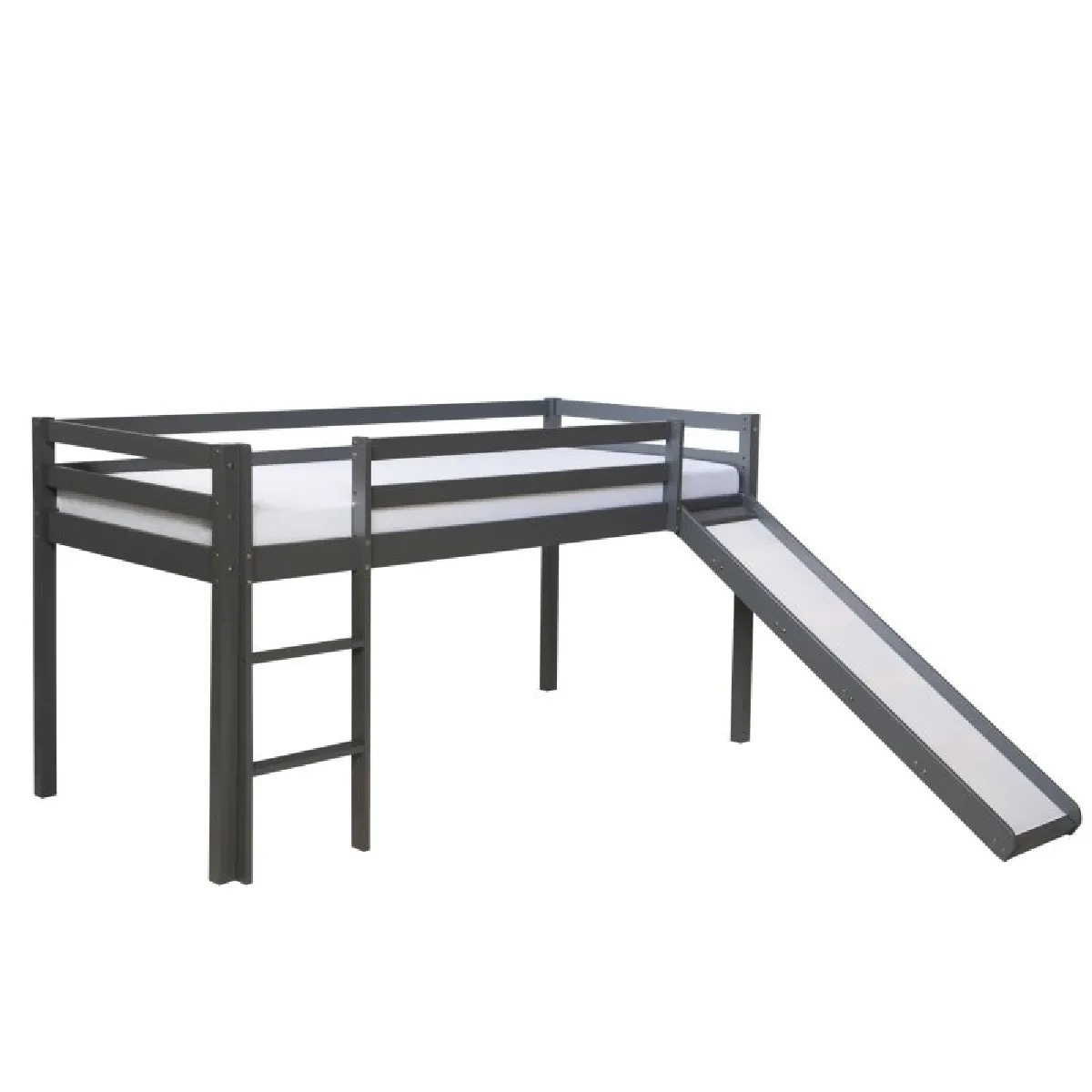 HOMESTYLE4U Lit mezzanine avec toboggan - Gris