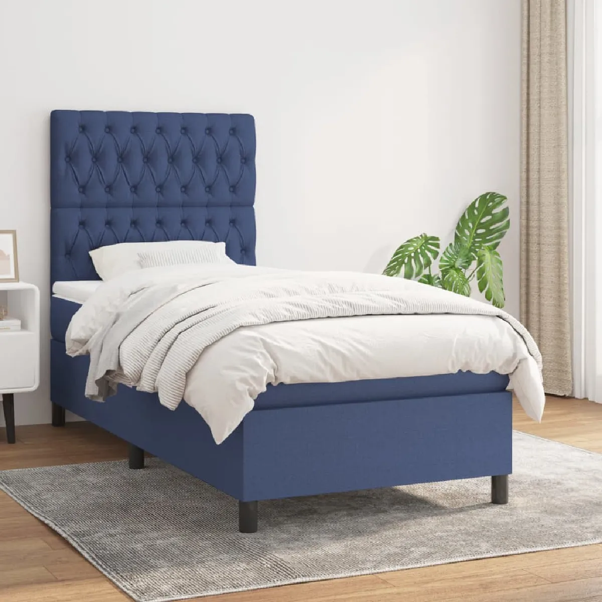 vidaXL Sommier à lattes avec matelas Bleu 100x200 cm