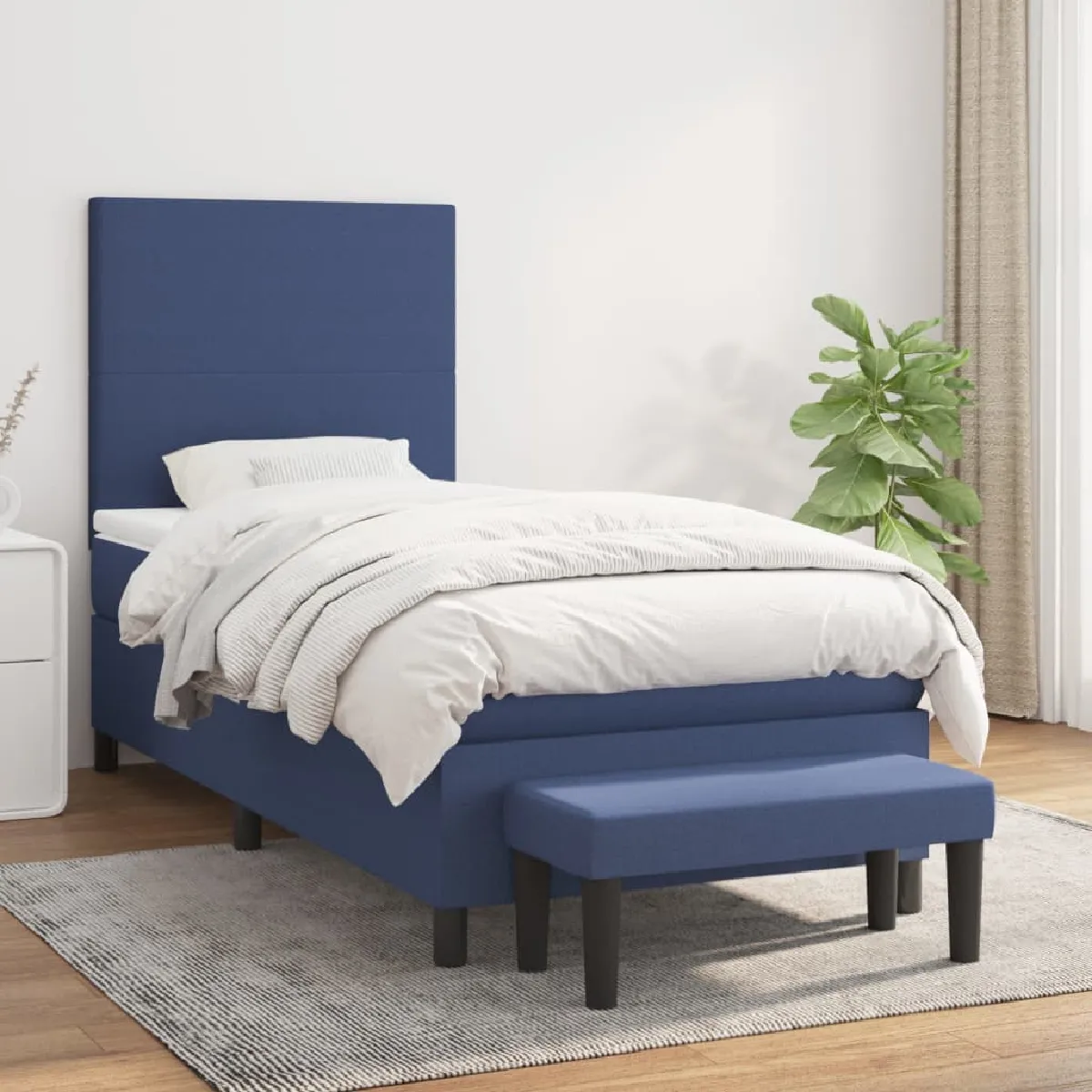 vidaXL Sommier à lattes de lit avec Matelas Bleu