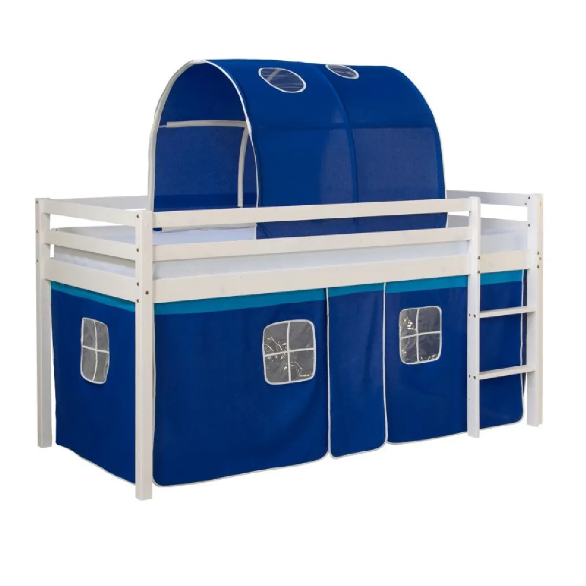 HOMESTYLE4U Lit mi-haut - Bleu - 90 x 200 cm