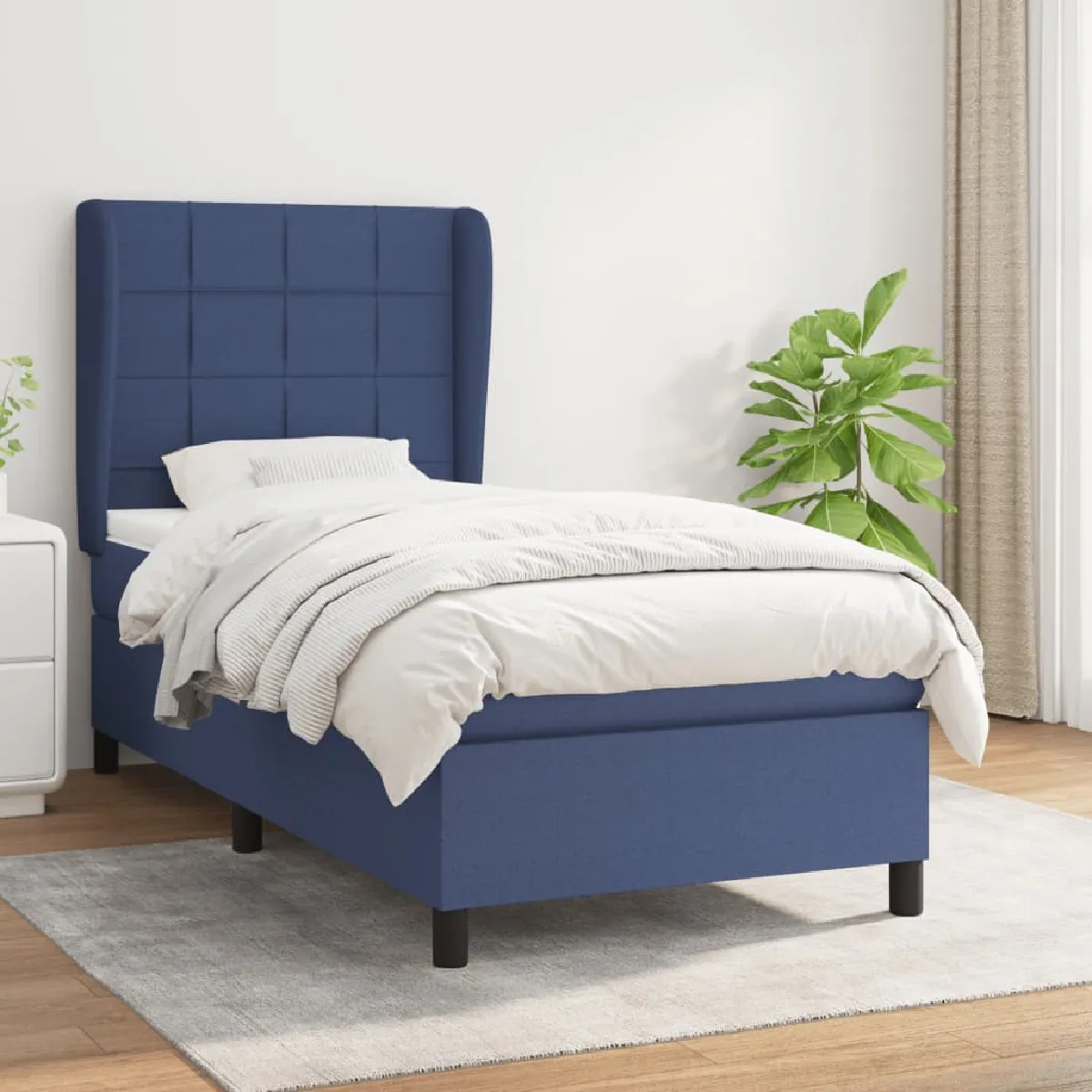 vidaXL Sommier à lattes et matelas - Bleu 100x200 cm