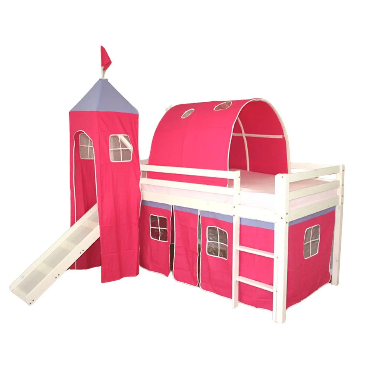 Homestyle4u Blanc Lit Simple - Fuchsia