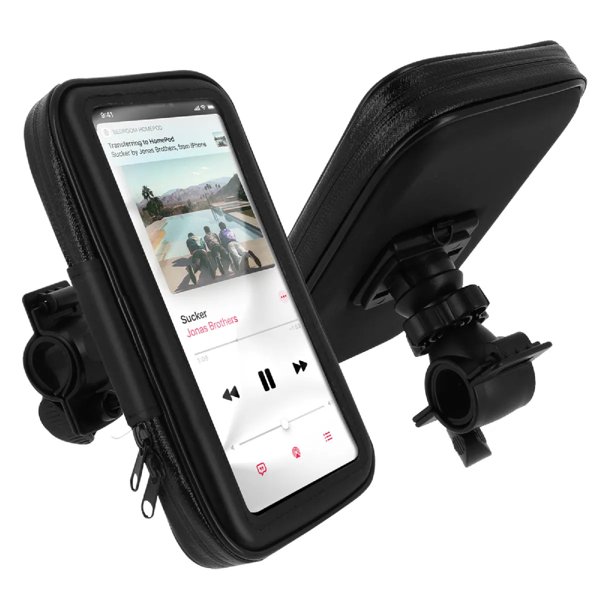 Avizar Noir Support Vélo Et Moto Smartphone Fixation Guidon Housse Étanche Zippée