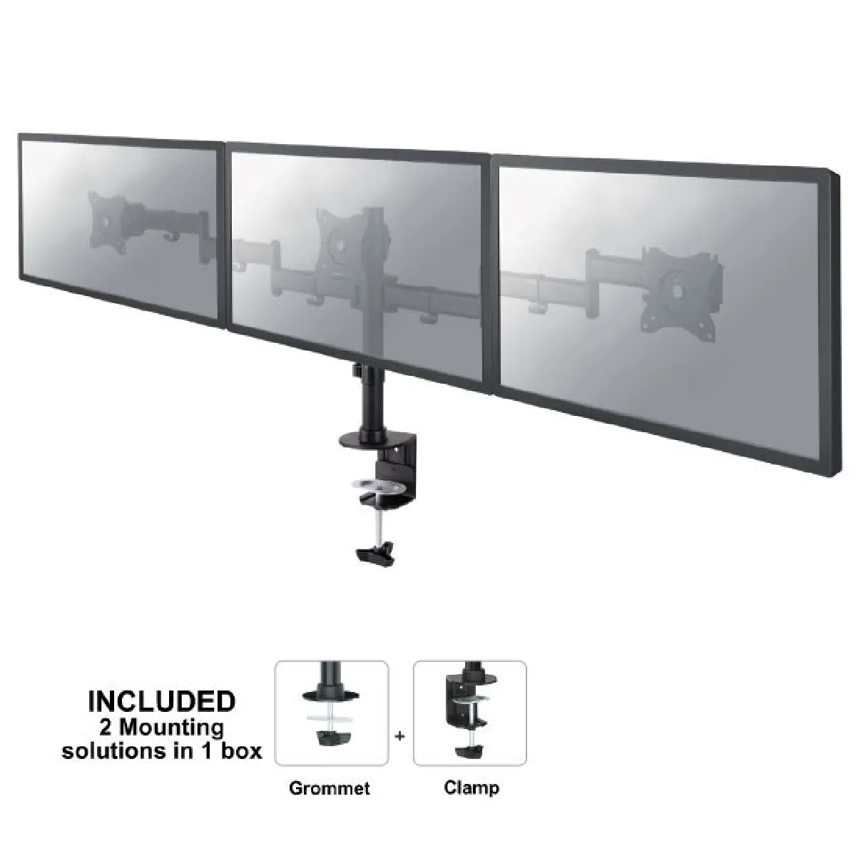 Newstar Noir Nm-D135d3black - Support 3 Ecrans Pc 10 À 27''