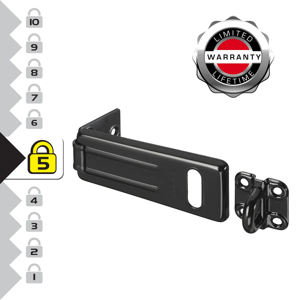 Joom Master Lock Europe Master Lock 704Eurdblk Outdoor Door Padlock Hasp, Black, 11 X 4,4 Cm - Image 5