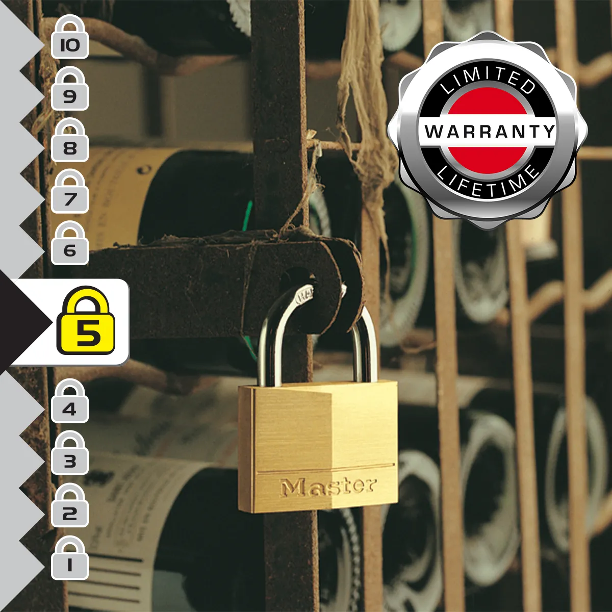 Master Lock 140Eurd Cadenas À Clé En Laiton, Doré, 6 X 4 X 1,3 Cm - Image 3