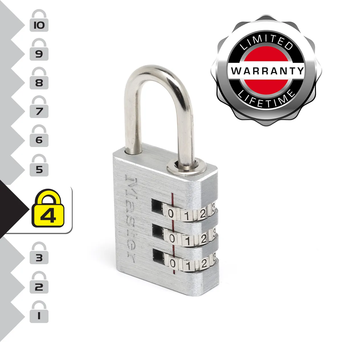 Master Lock Gris 7630Eurd Cadenas À Combinaison Programmable En Aluminium, 3 X 6,5 X 1,3 Cm - Image 3