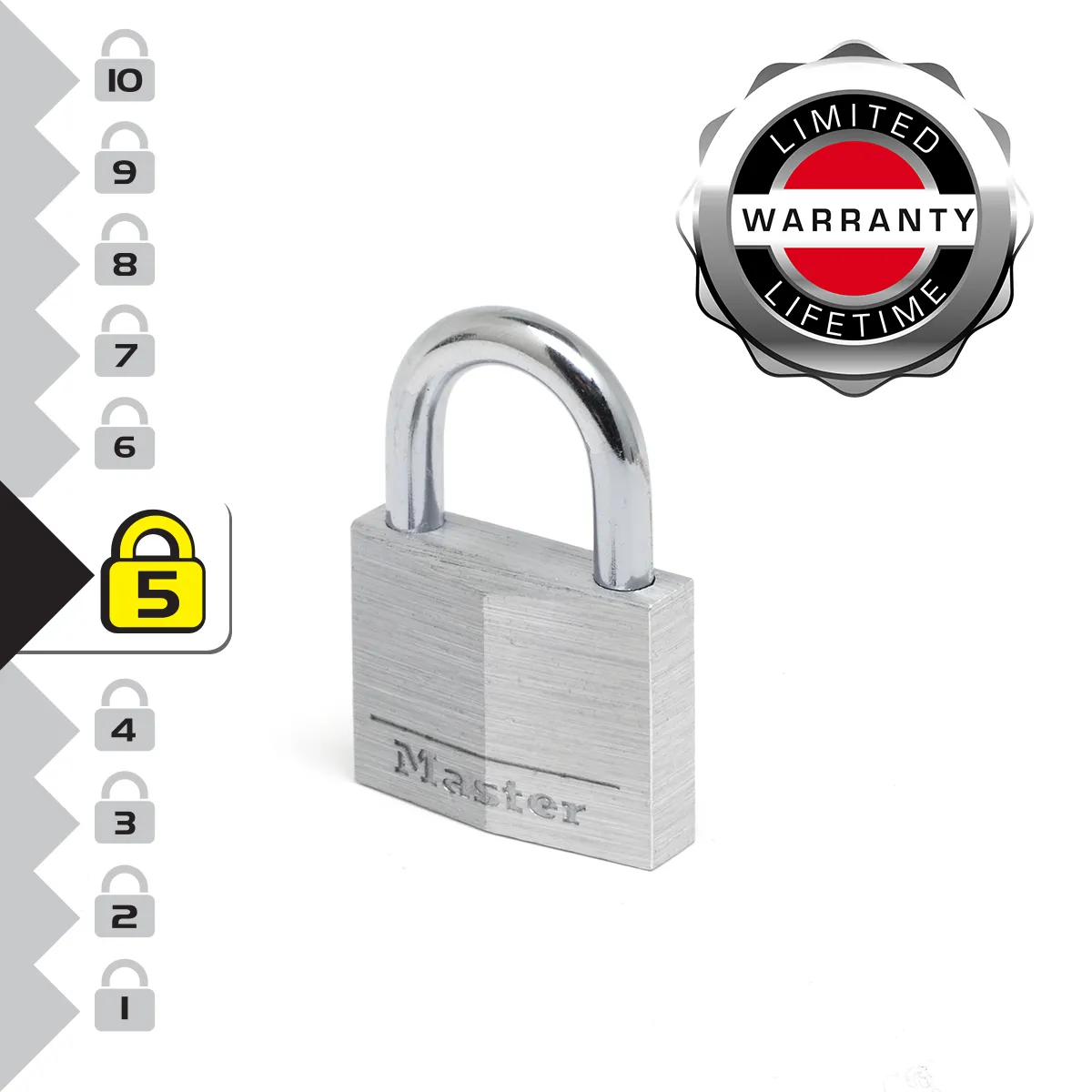 Master Lock Gris 9140Eurd Cadenas À Clé En Aluminium Massif, 4 X 5,9 X 1,3 Cm