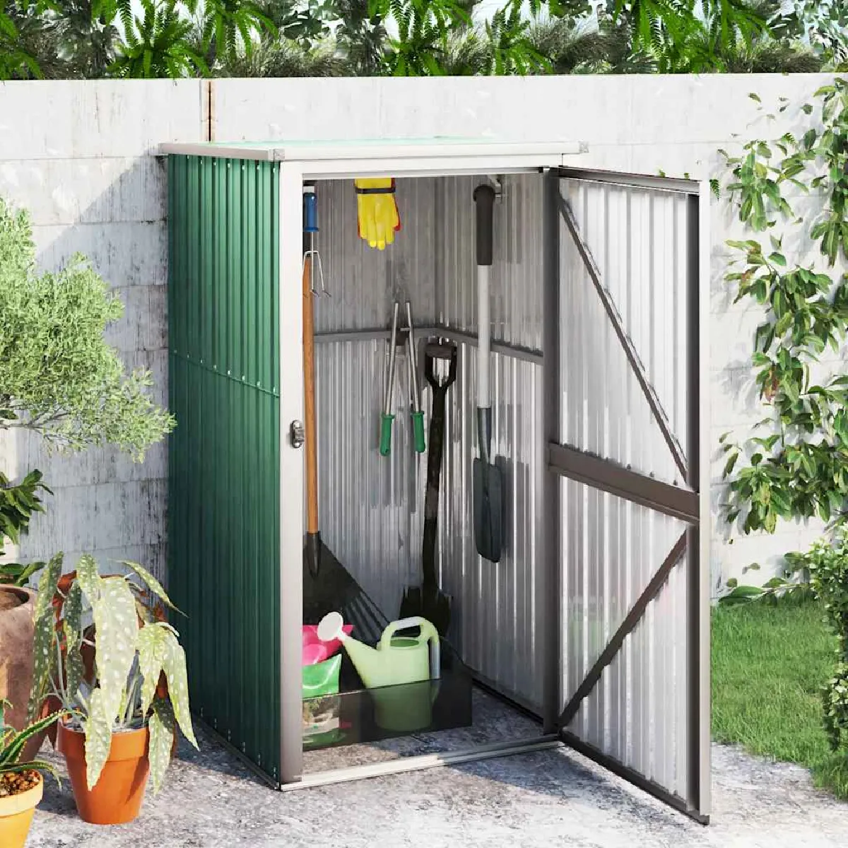 Vidaxl Abri à outils de jardin vert 88x89x161 cm Métal galvanisé 316205