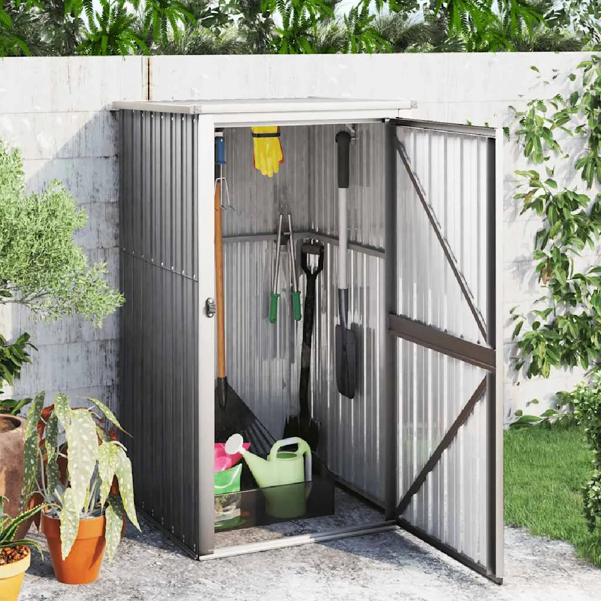 vidaXL Abri à outils de jardin 88x89x161 cm acier galvanisé 316206 - vue 2